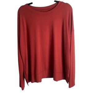 Lucky Brand Size Xl Lightweight Sweater Orange Cozy Crew Neck Oversized Shirt